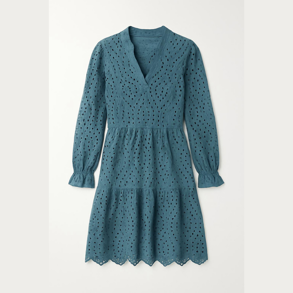Blue Eyelet Long Sleeve Dress NWT by PrettyGarden.